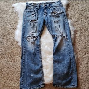 Rock Revival sz 33 Zayne mens jeans distressed